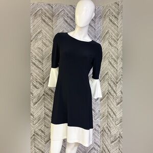 Tommy Hilfiger Black midi dress with Cream Accents, BNWT, size 8